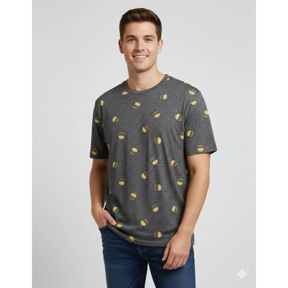 Knicker Bocker T Shirt mens M gray hamburger novelty Vintage Design crewneck